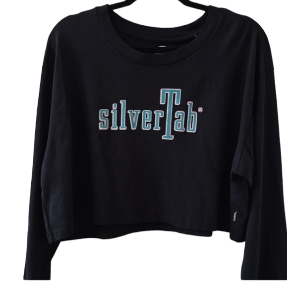LEVI'S BRAND WOMENS JUNIOR BLACK "SILVERTAB" SIGNATURE LONG SLEEVE SHIRT MEDIUM - Picture 1 of 16